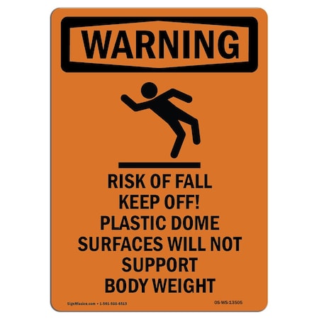 OSHA WARNING Sign, Risk Of Fall Keep W/ Symbol, 5in X 3.5in Decal, 10PK